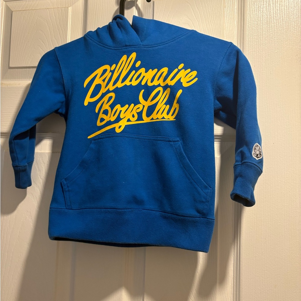 Billionaire Boys Club Kids Hoodie in Blue with Yellow Logo - Picture 2 of 5